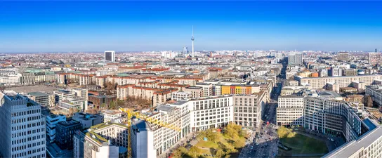city; architecture; view; building; urban; skyline; cityscape; sky; panorama; aerial; blue; landscape; town; europe; house; travel; buildings; business; panoramic; skyscraper; roof; capital; alexanderplatz; berlin; cathedral; central berlin; downtown; famous; financial district; german; germany; landmark; leipziger platz; leipziger strasse; mitte; modern; perspective; potsdamer platz; sightseeing