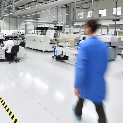 modern industrial factory for the production of electronic components - machinery, interior and equipment of the production hall 