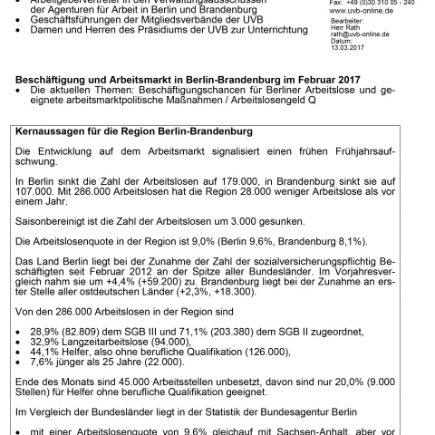 Arbeitsmarktbericht Februar 2017