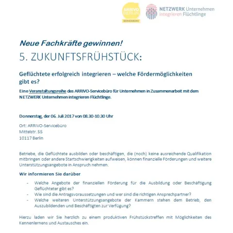 Einladung Zukunftsfrühstück